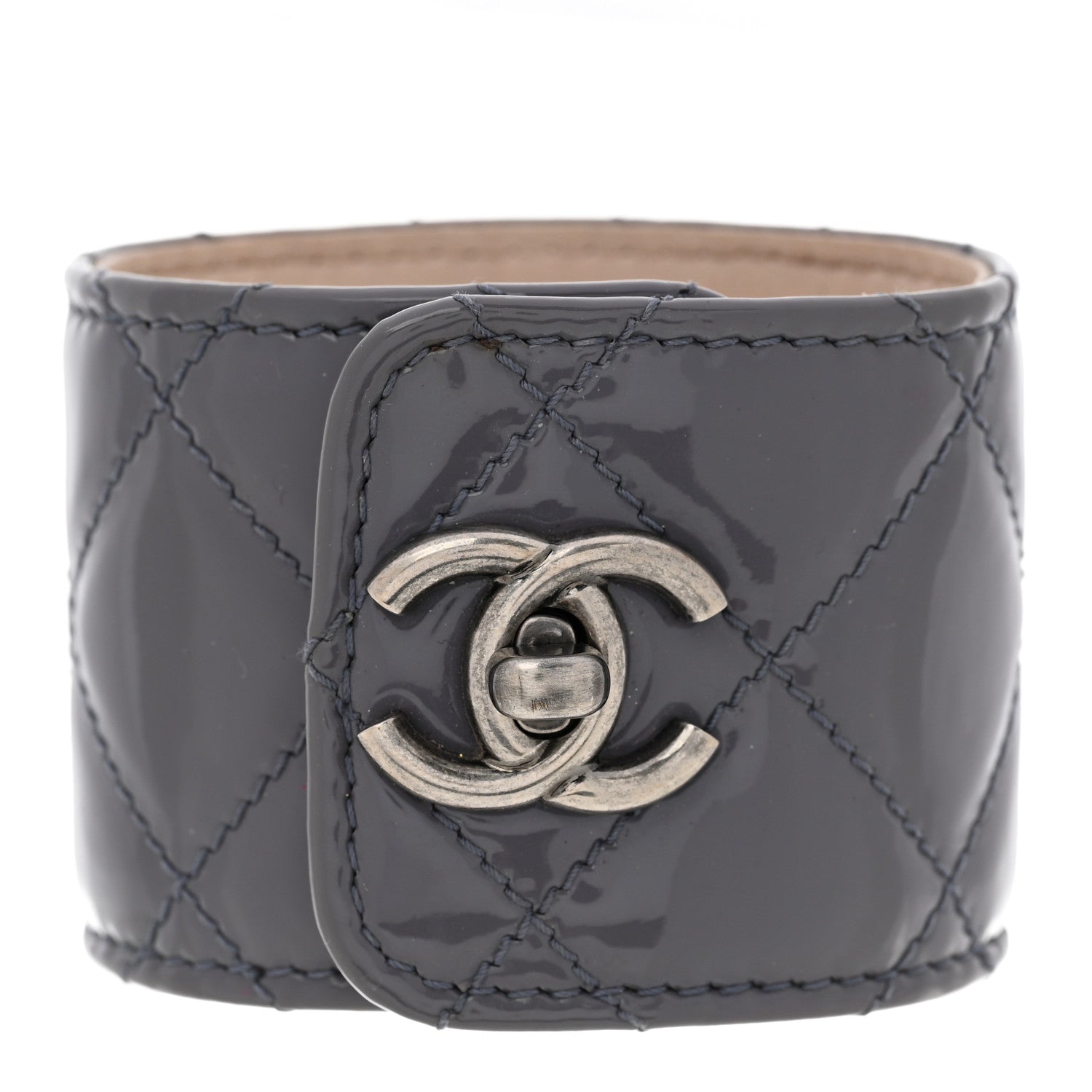 Chanel Quilted CC Turnlock Cuff Bracelet Grey 1 of 7