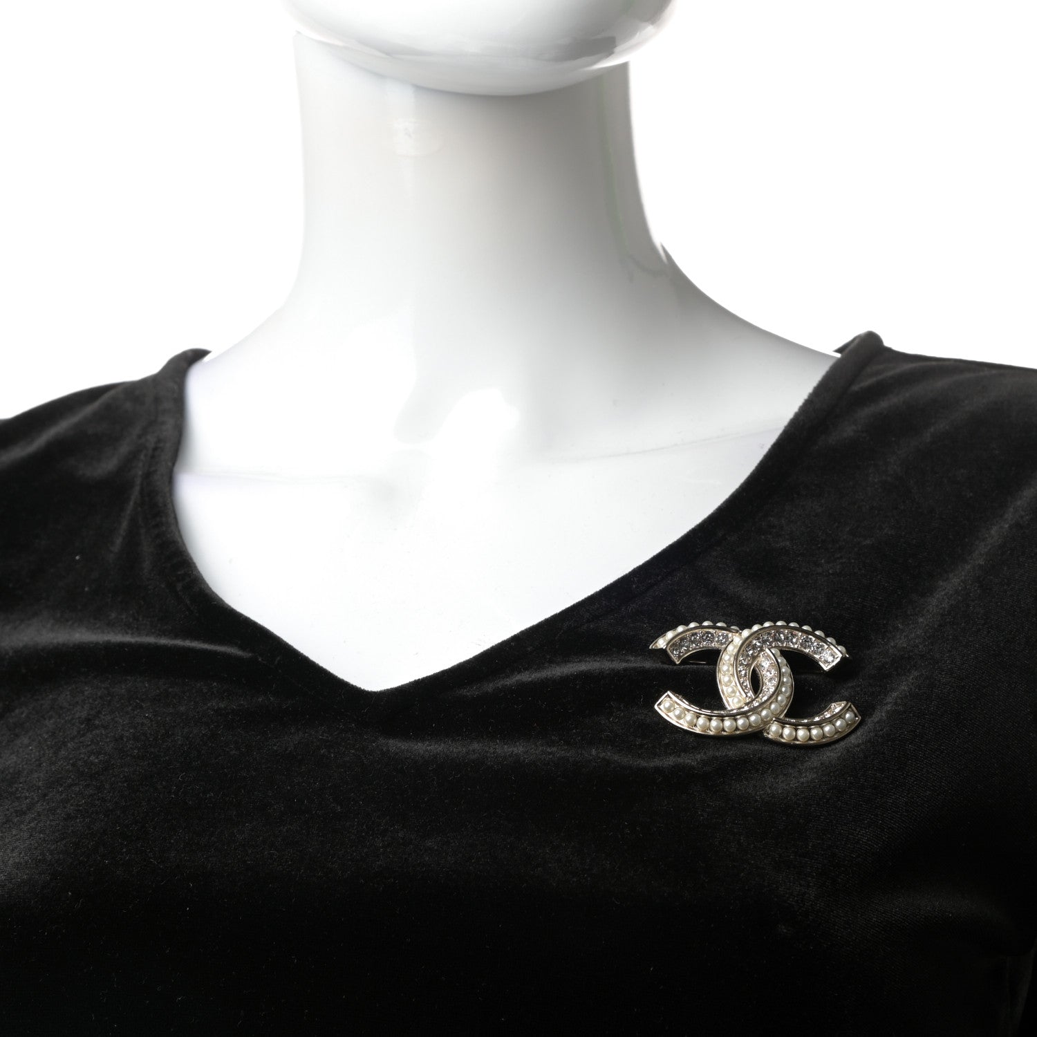 Chanel Crystal Pearl Chain Mania CC Brooch Gold 2 of 5