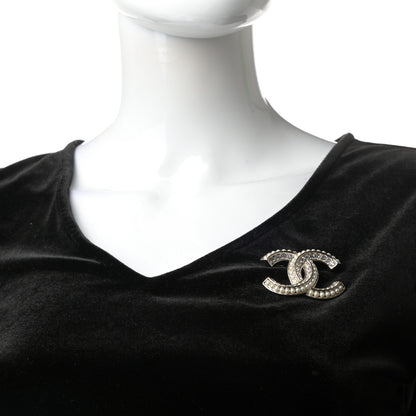 Chanel Crystal Pearl Chain Mania CC Brooch Gold 2 of 5