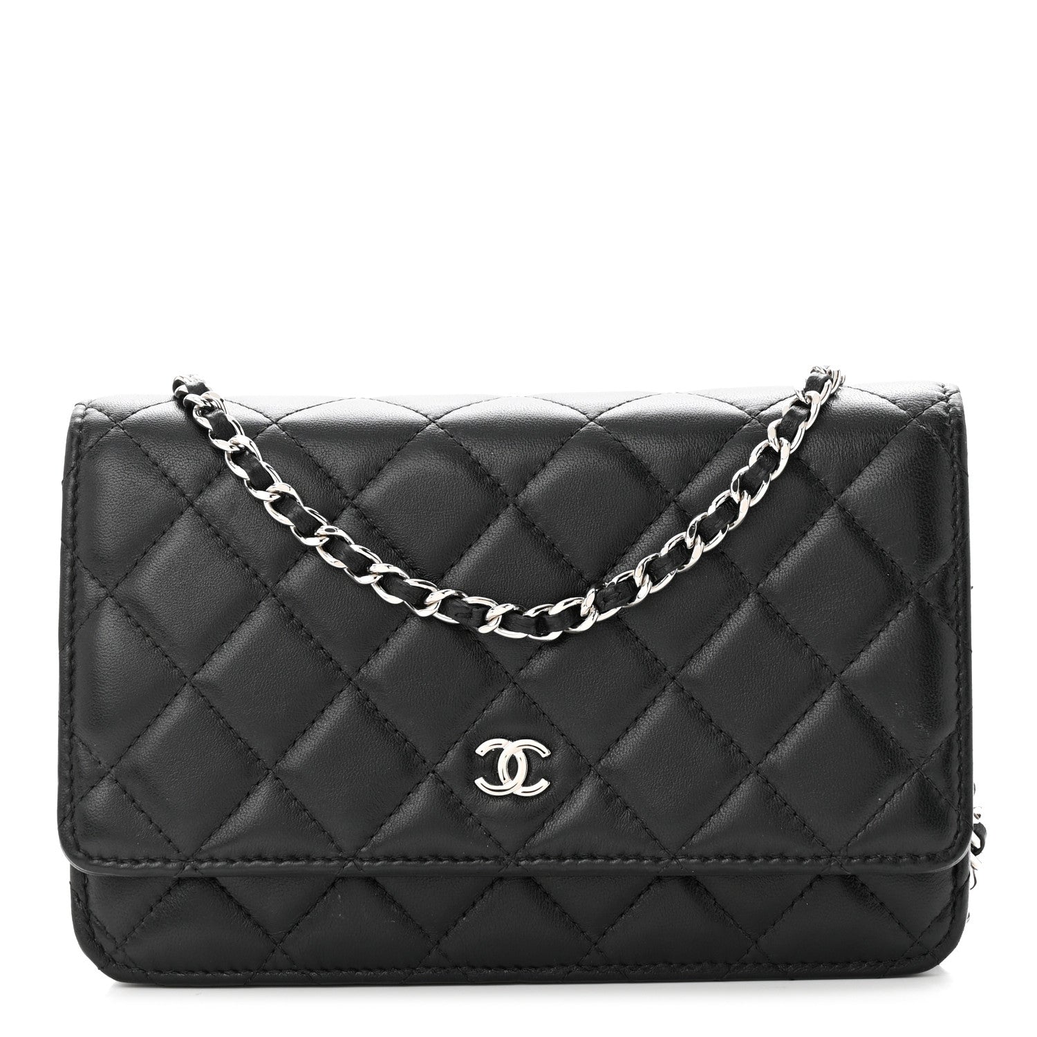 Chanel Lambskin Quilted Wallet On Chain WOC Black 1 of 12