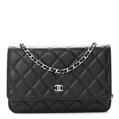 Chanel Lambskin Quilted Wallet On Chain WOC Black 1 of 12