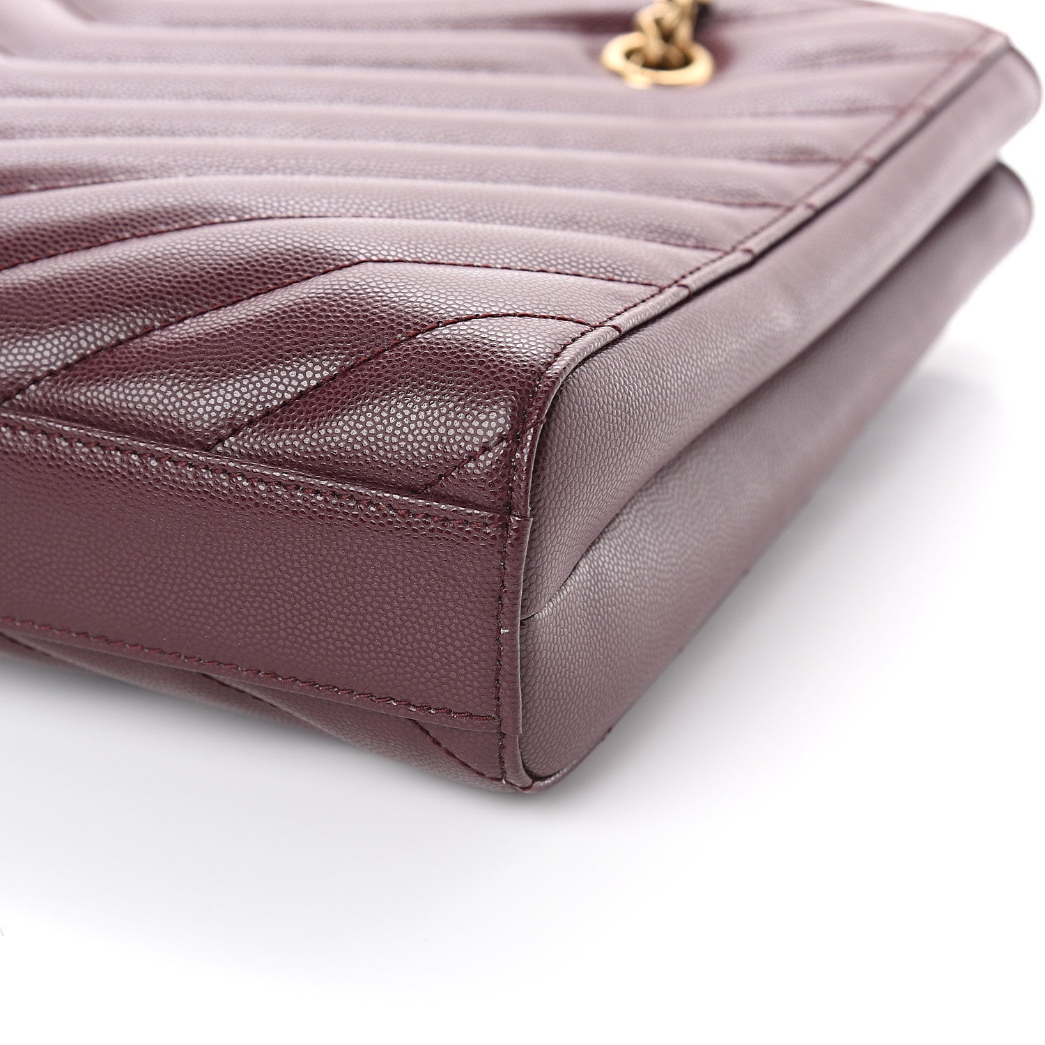Saint Laurent Grain de Poudre Matelasse Chevron Small Tribeca Shopping Bag Rouge Legoin 9 of 9