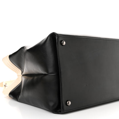 Chanel Glazed Calfskin Boy Tote Black Beige 9 of 10