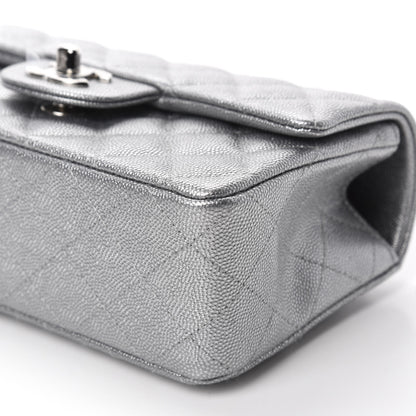 Chanel Metallic Caviar Quilted Mini Top Handle Rectangular Flap Silver 7 of 10