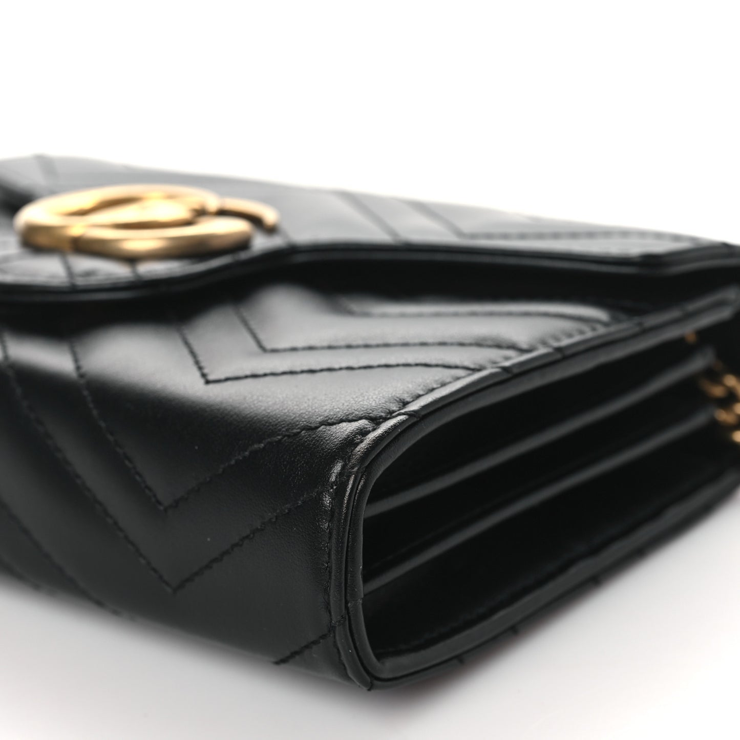 Calfskin Matelasse GG Marmont Chain Wallet Black