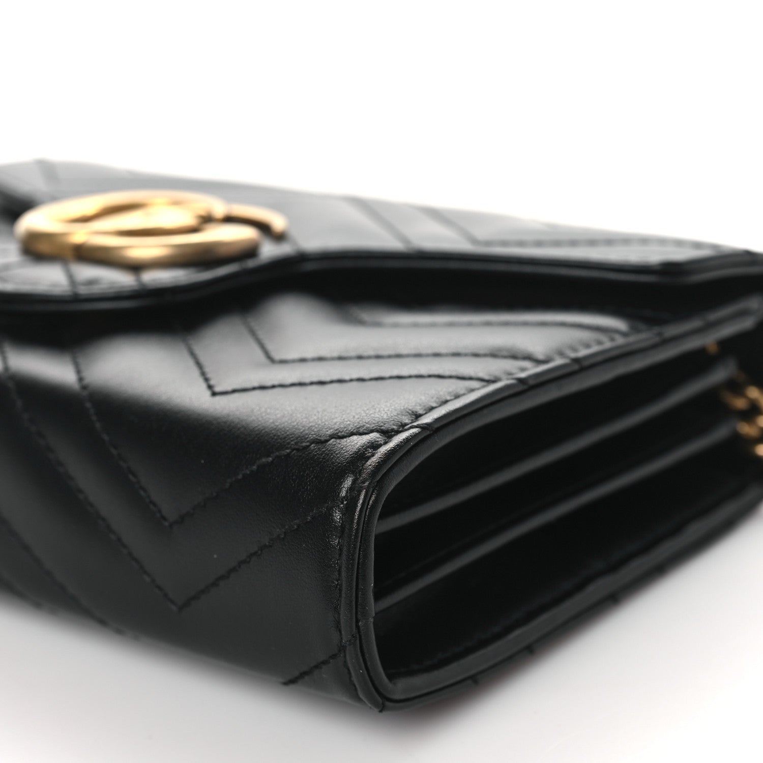 Gucci Calfskin Matelasse GG Marmont Chain Wallet Black 10 of 11