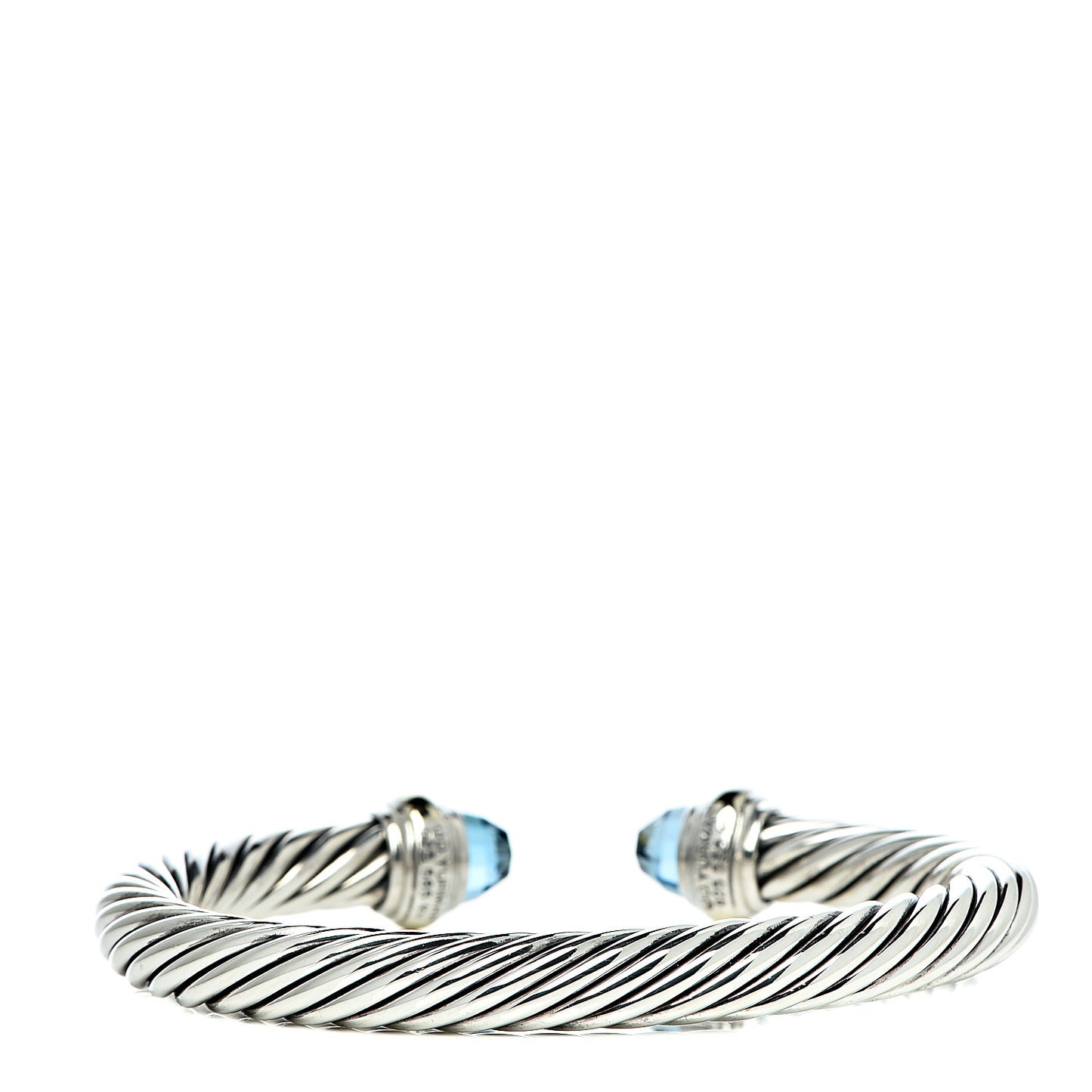 Sterling Silver 14K Yellow Gold Blue Topaz 7mm Cable Classics Bracelet