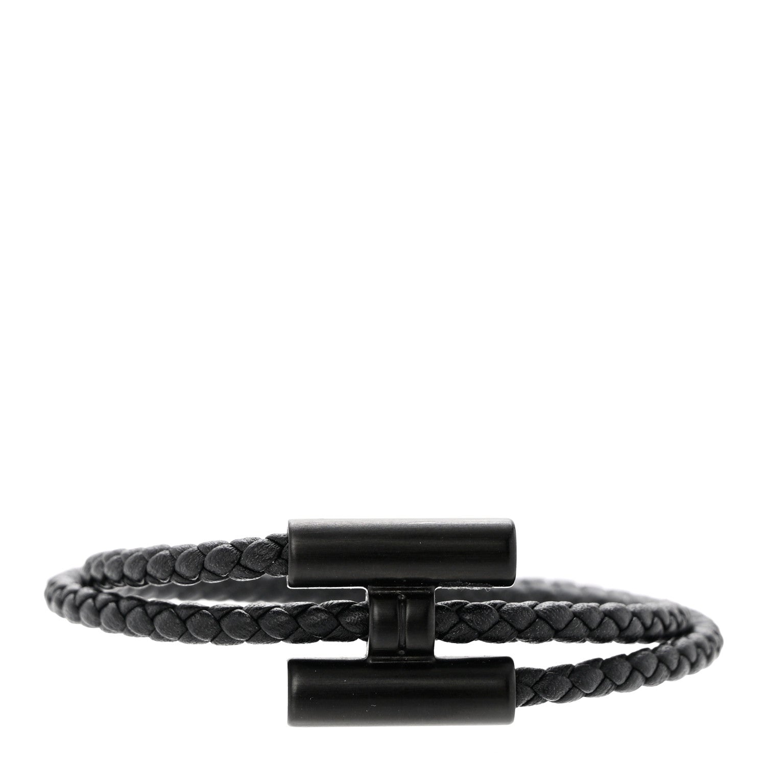 Hermes Swift Double Wrap Cord Tournis Tresse Bracelet T3 Black 1 of 5