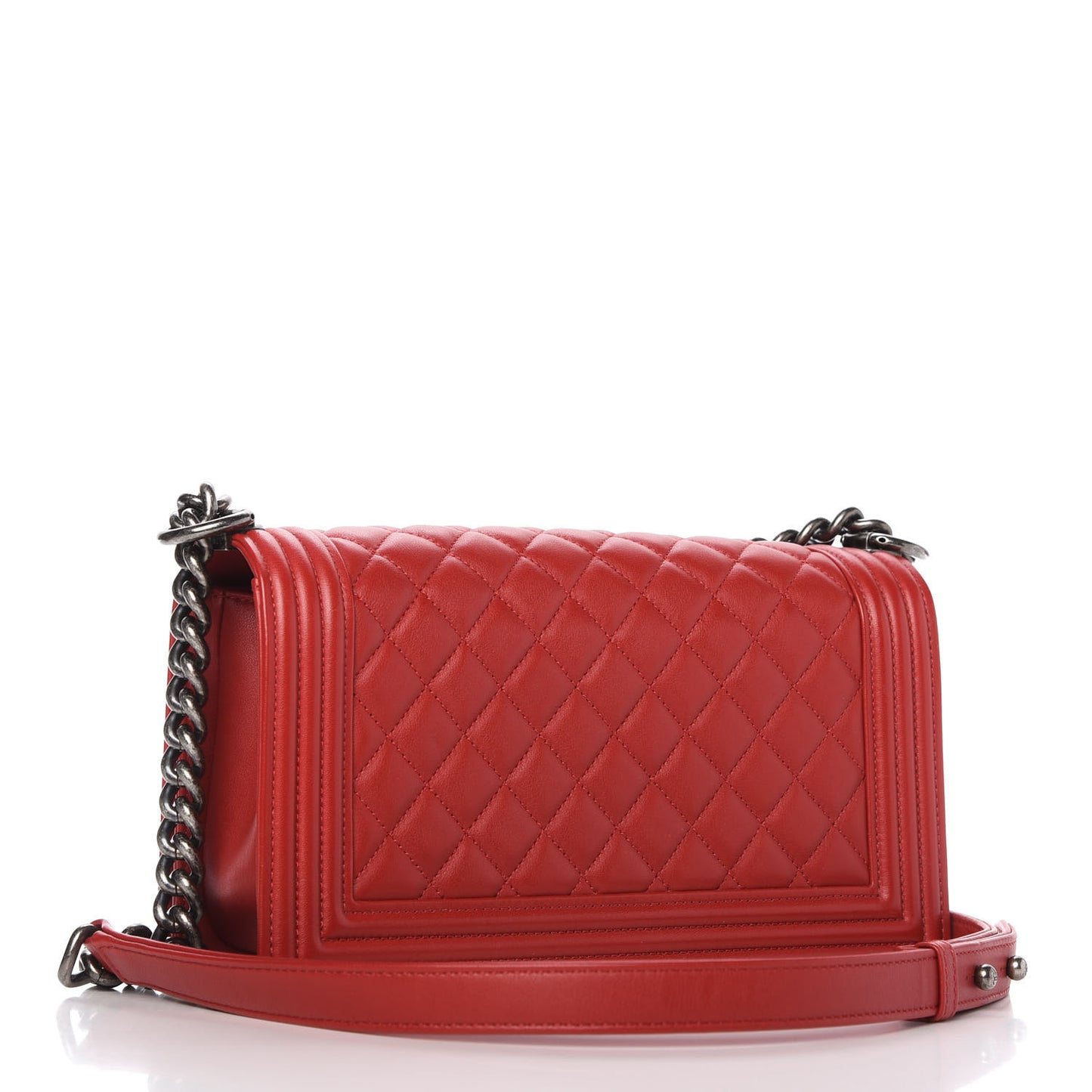 Lambskin Quilted Medium Boy Flap Red