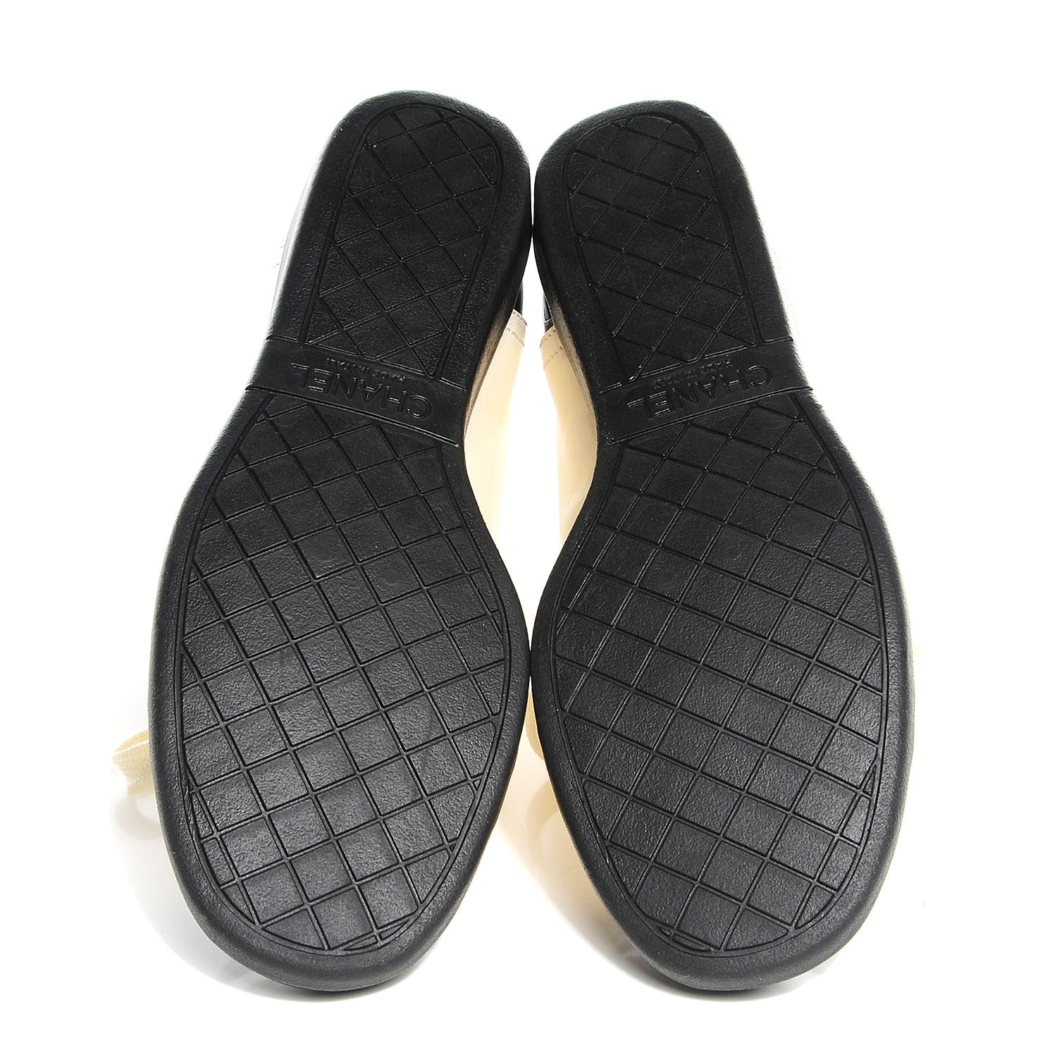 Chanel Lambskin Patent Cap Toe CC Sneakers 37.5 White Black 5 of 8