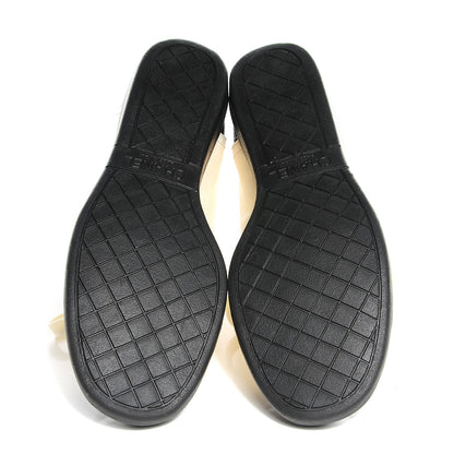 Chanel Lambskin Patent Cap Toe CC Sneakers 37.5 White Black 5 of 8