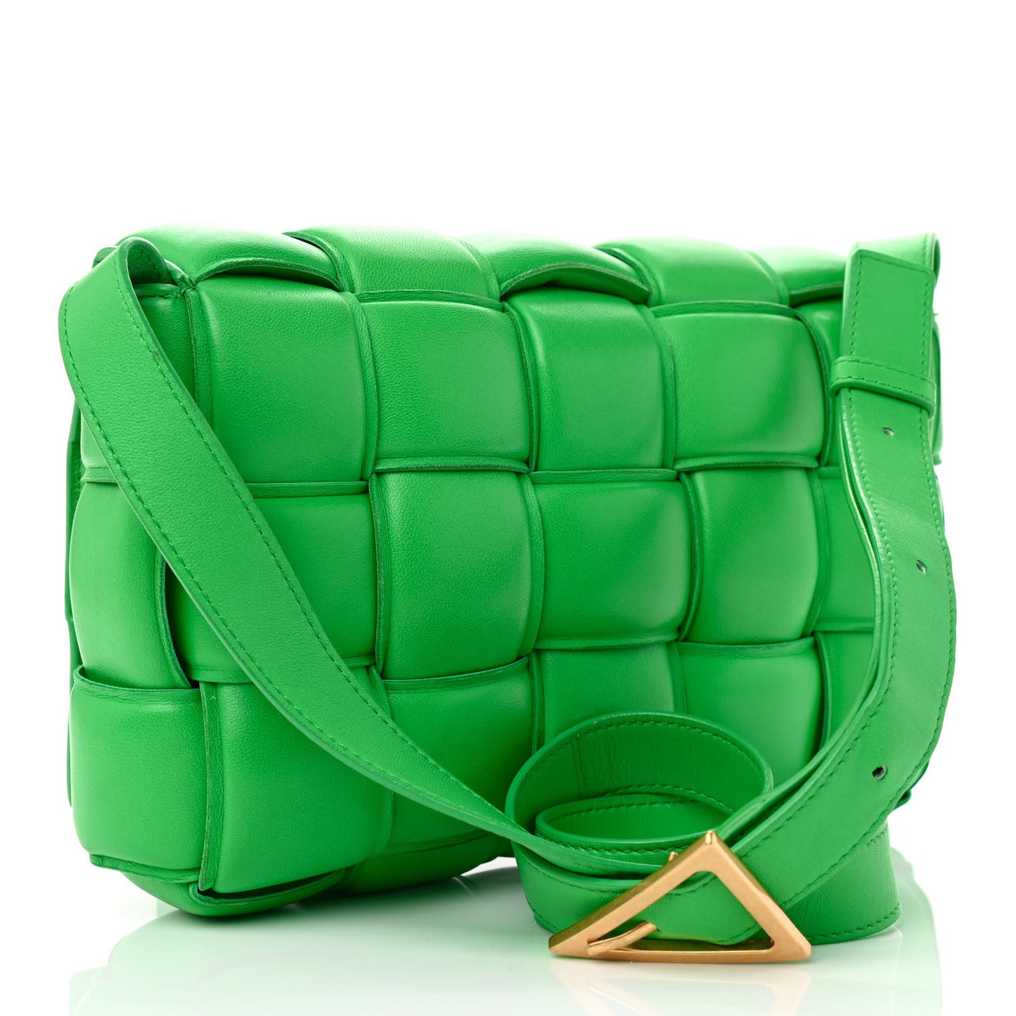 Nappa Maxi Intreccio Padded Cassette Crossbody Bag Grass