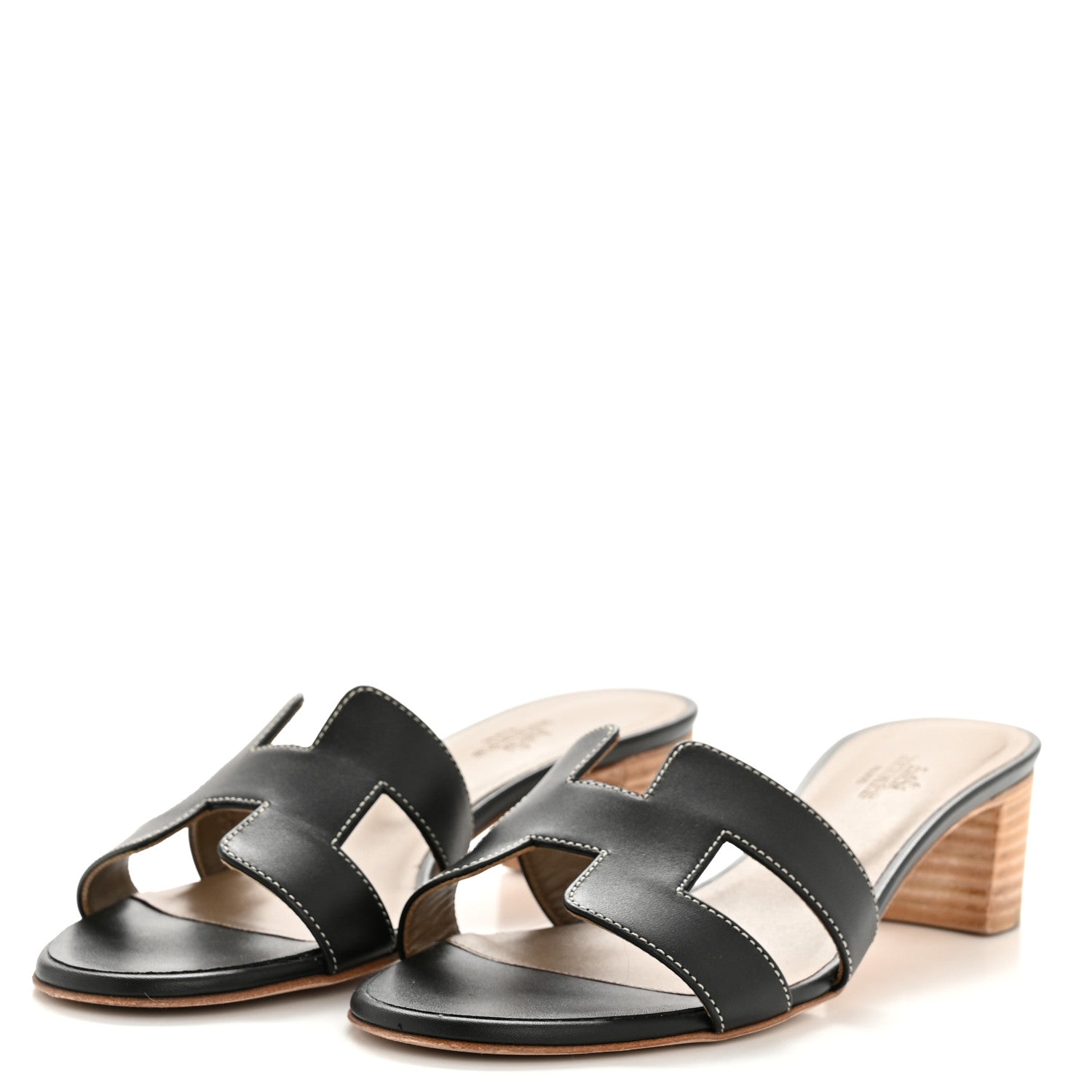 Hermes Calfskin Oasis Sandals 37 Black 4 of 11