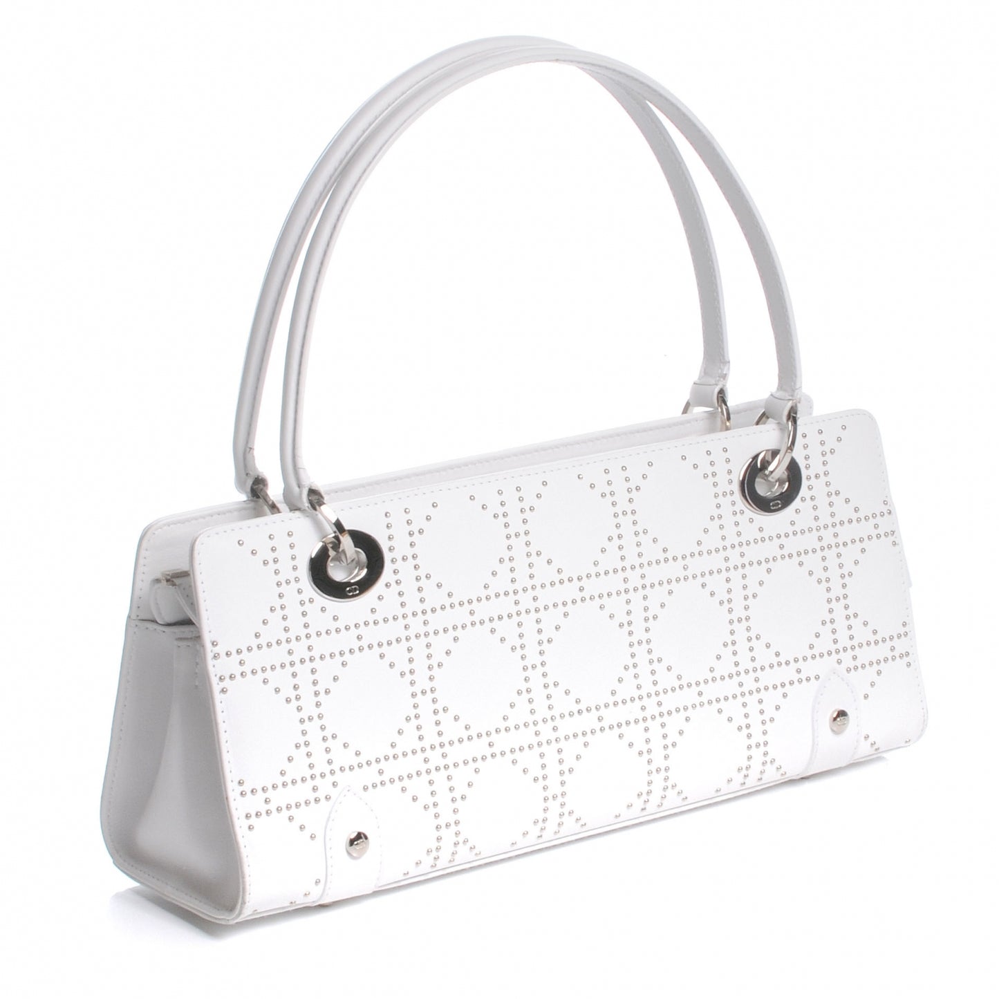 Lambskin Cannage Studded East West Lady Dior White