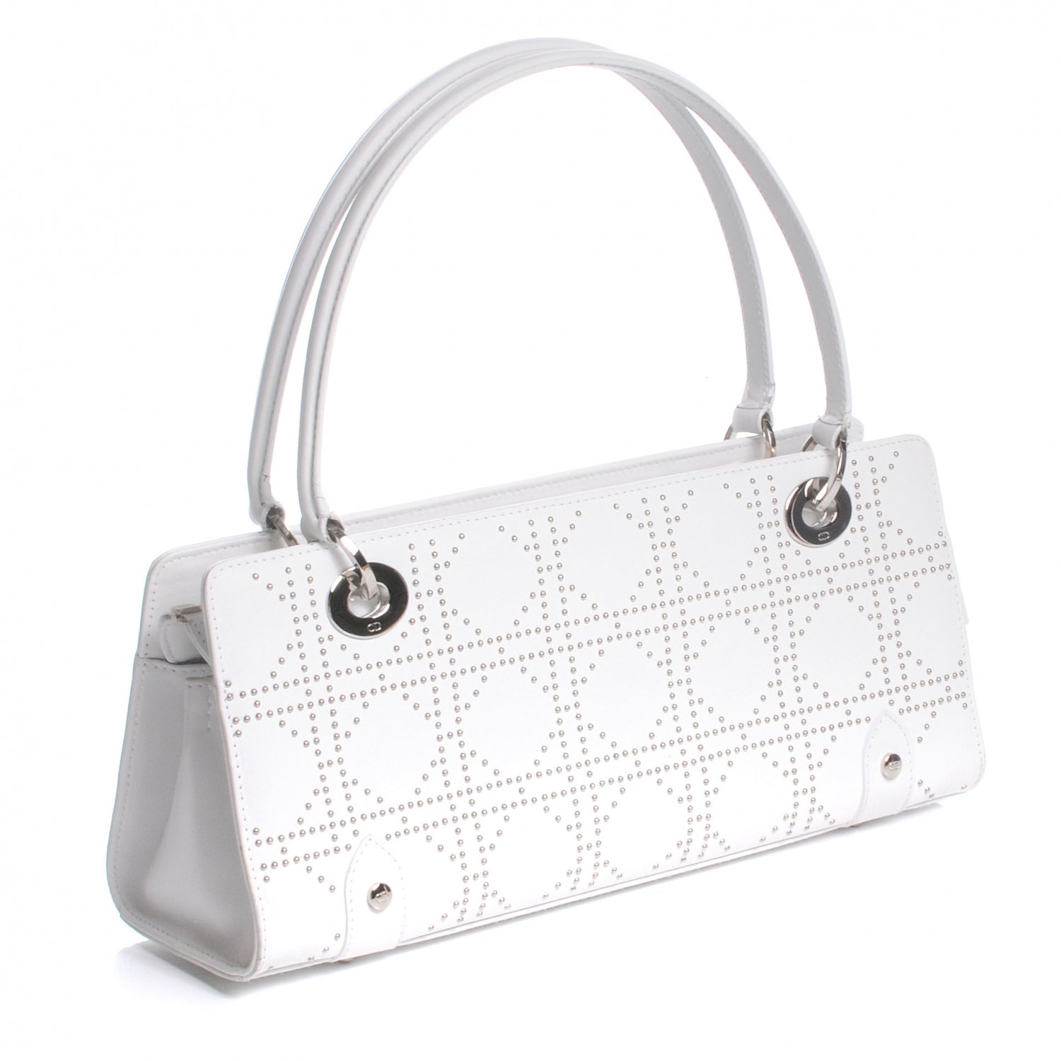 Christian Dior Lambskin Cannage Studded East West Lady Dior White 3 of 8