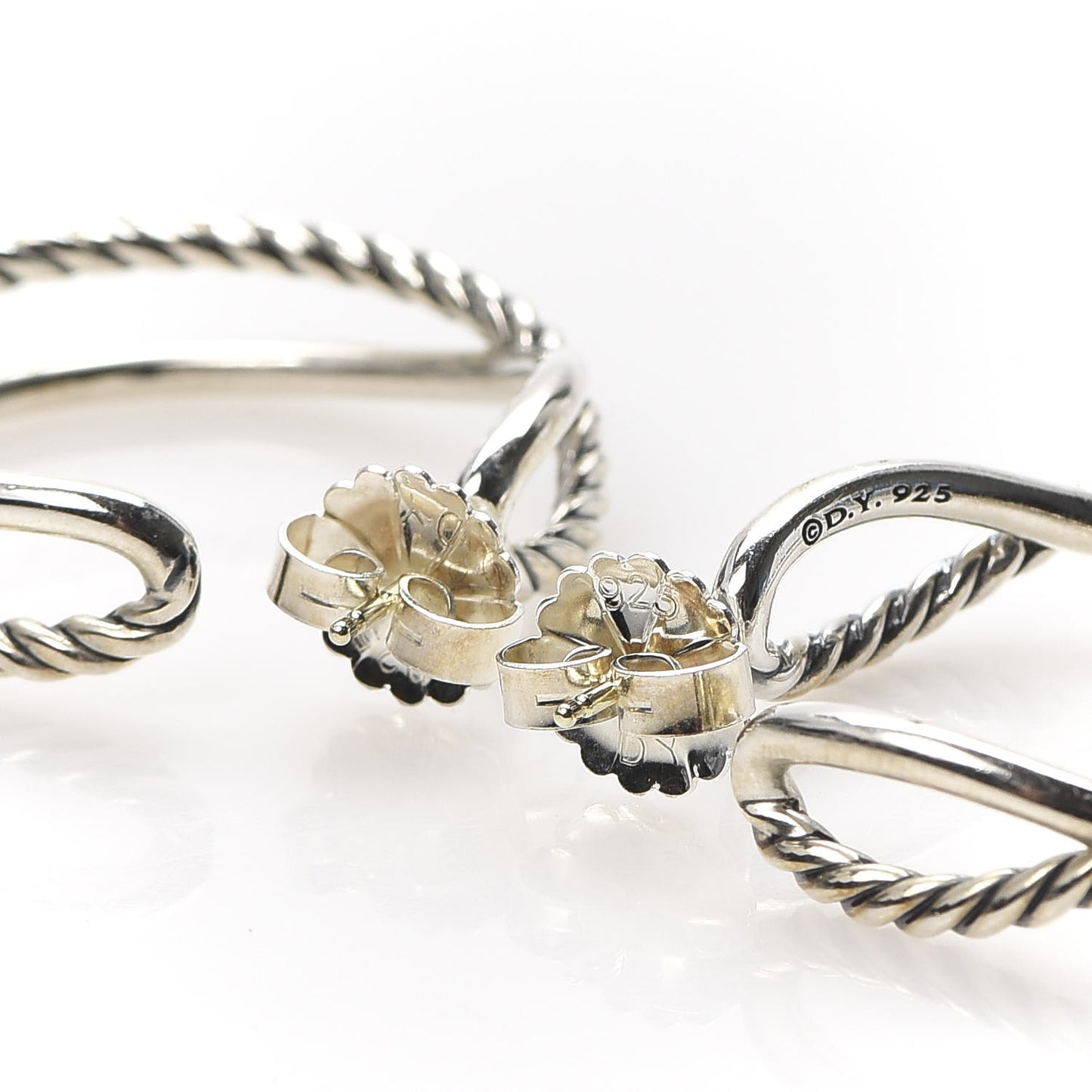 Sterling Silver Crossover Cable Hoop Earrings