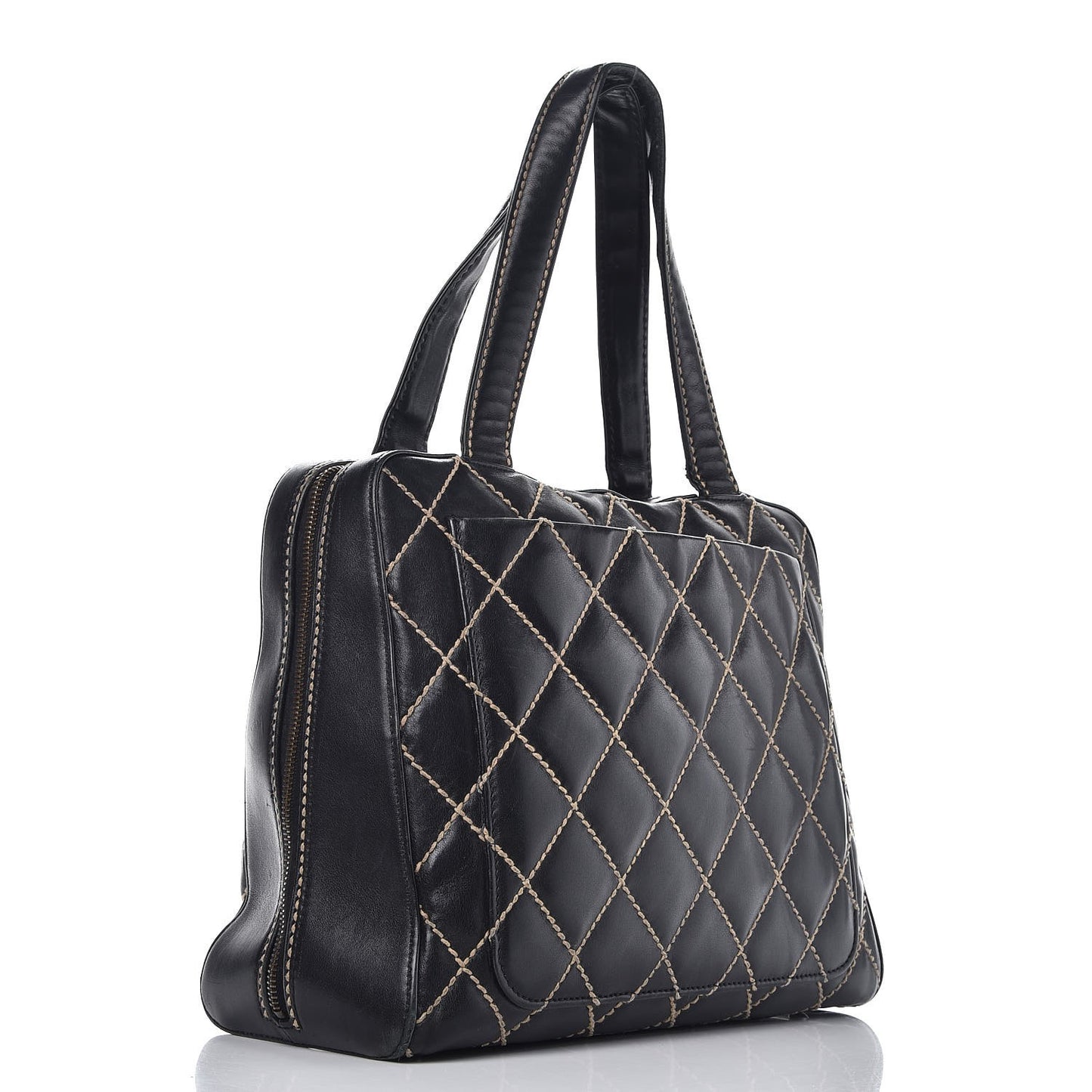 Calfskin Contrast Stitch Surpique Bowler Black