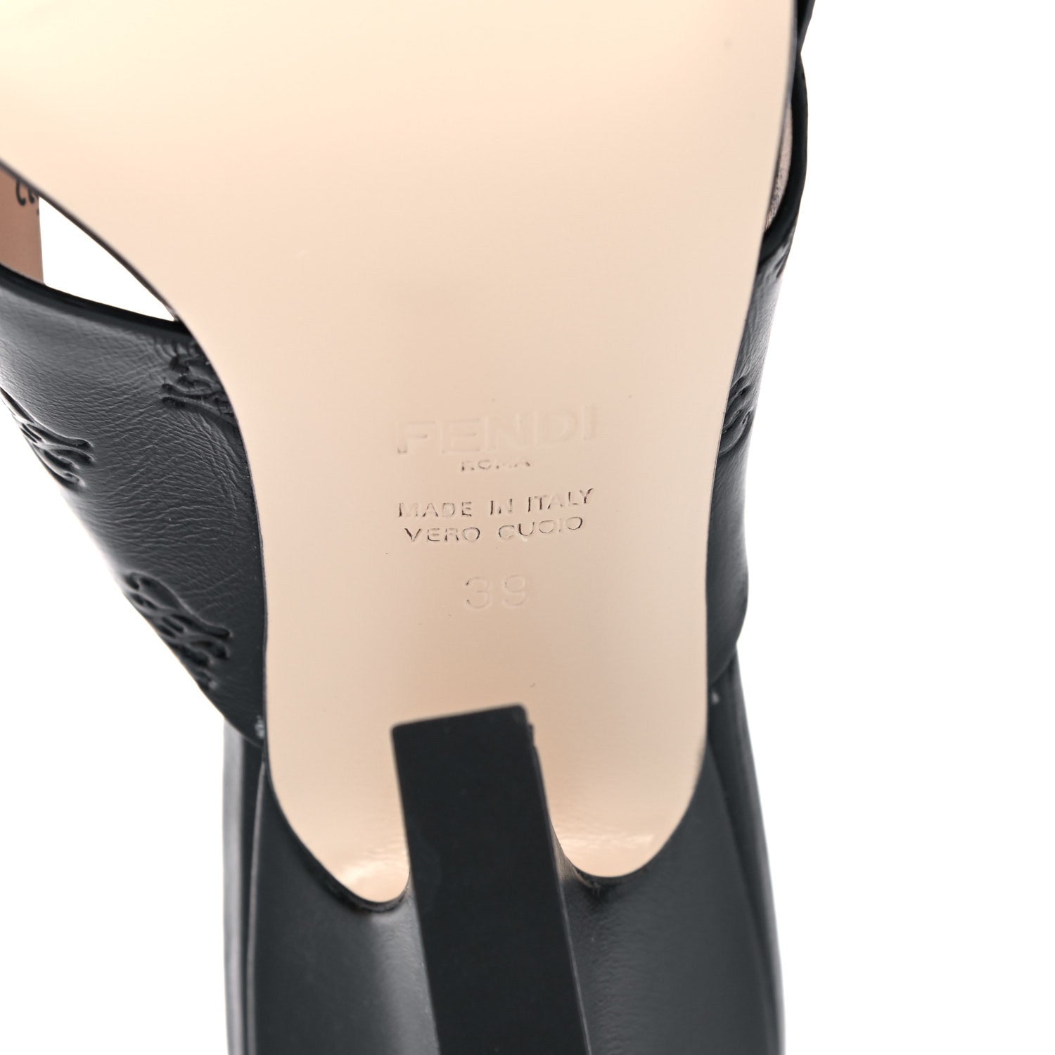 Fendi Calfskin Karligraphy Embossed Ffreedom Mules 39 Black 6 of 10