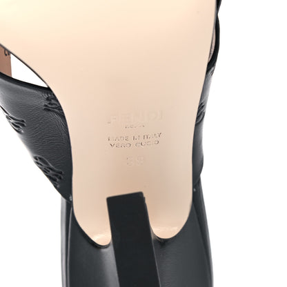 Fendi Calfskin Karligraphy Embossed Ffreedom Mules 39 Black 6 of 10