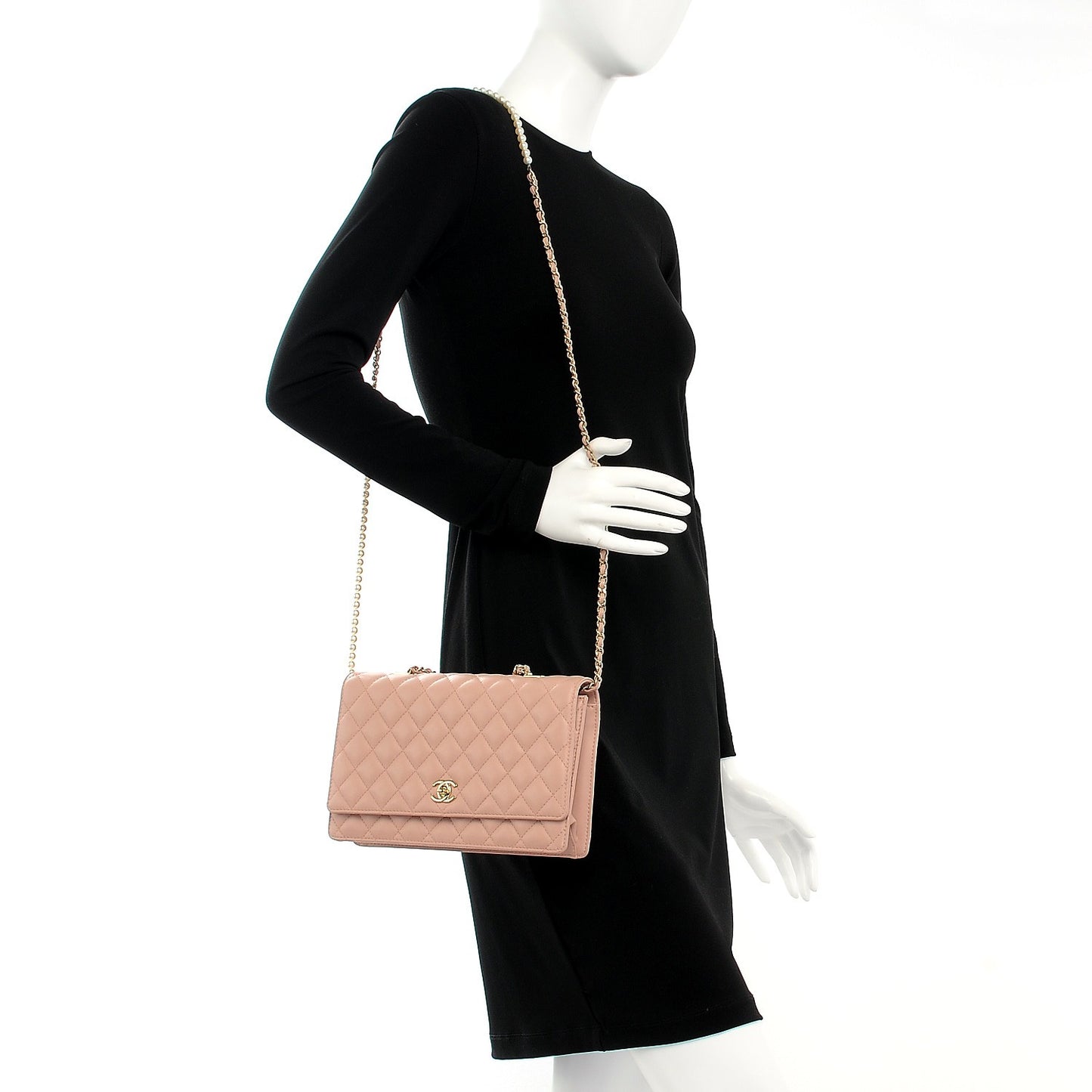 Lambskin Quilted Fantasy Pearl Flap Nude