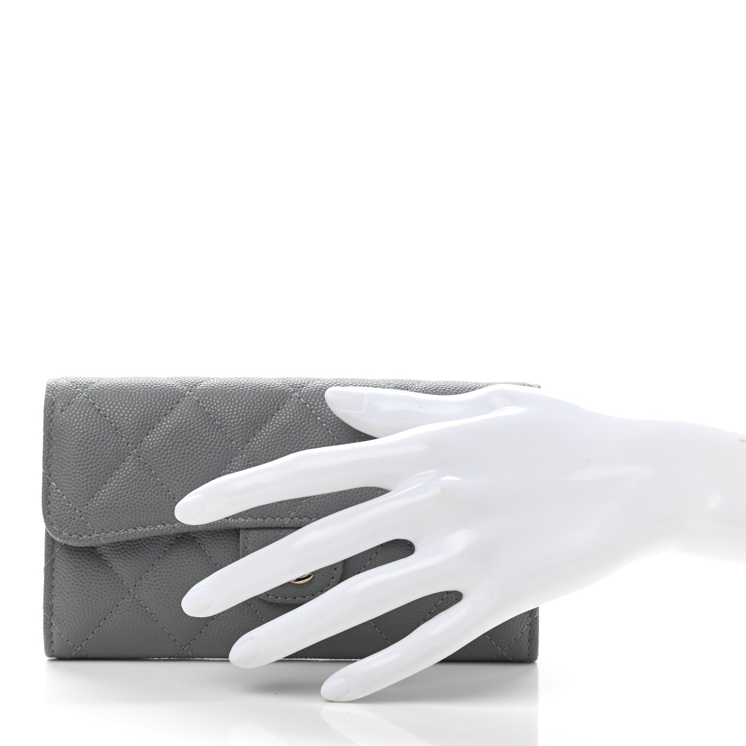 Chanel Caviar Quilted Medium Flap Wallet Grey 2 of 8