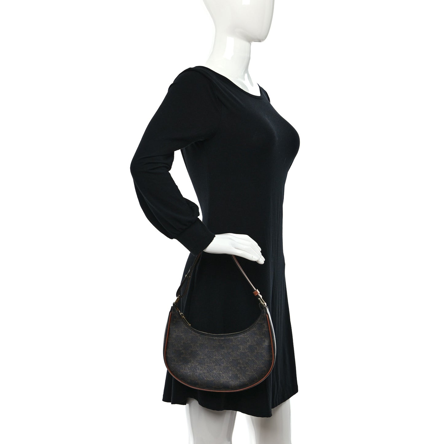 Triomphe Canvas Calfskin Ava Shoulder Bag Tan