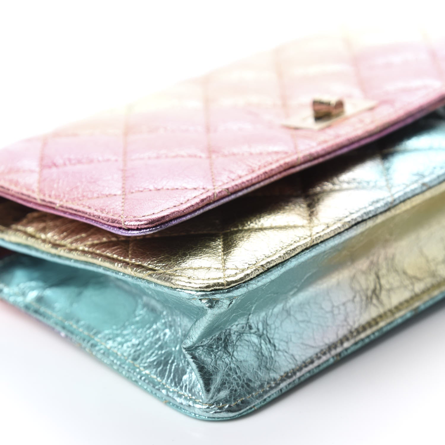 Chanel Metallic Goatskin Quilted 2.55 Reissue Wallet on Chain WOC Multicolor 6 of 12