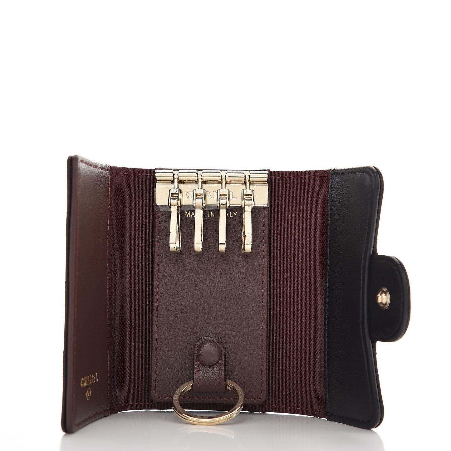 Lambskin Quilted 4 Key Holder Black