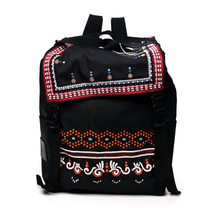 Valentino Garavani Nylon Embroidered Beaded Backpack Black Multicolor 1 of 11