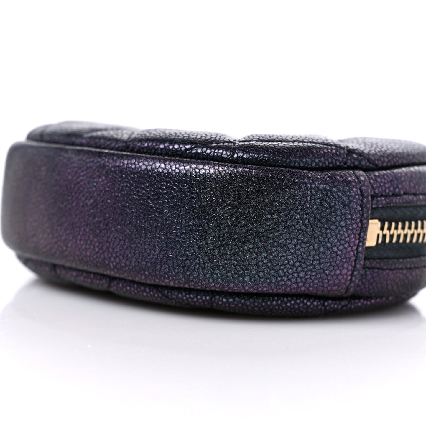 Iridescent Caviar Quilted Zip Around Classic Coin Purse Black