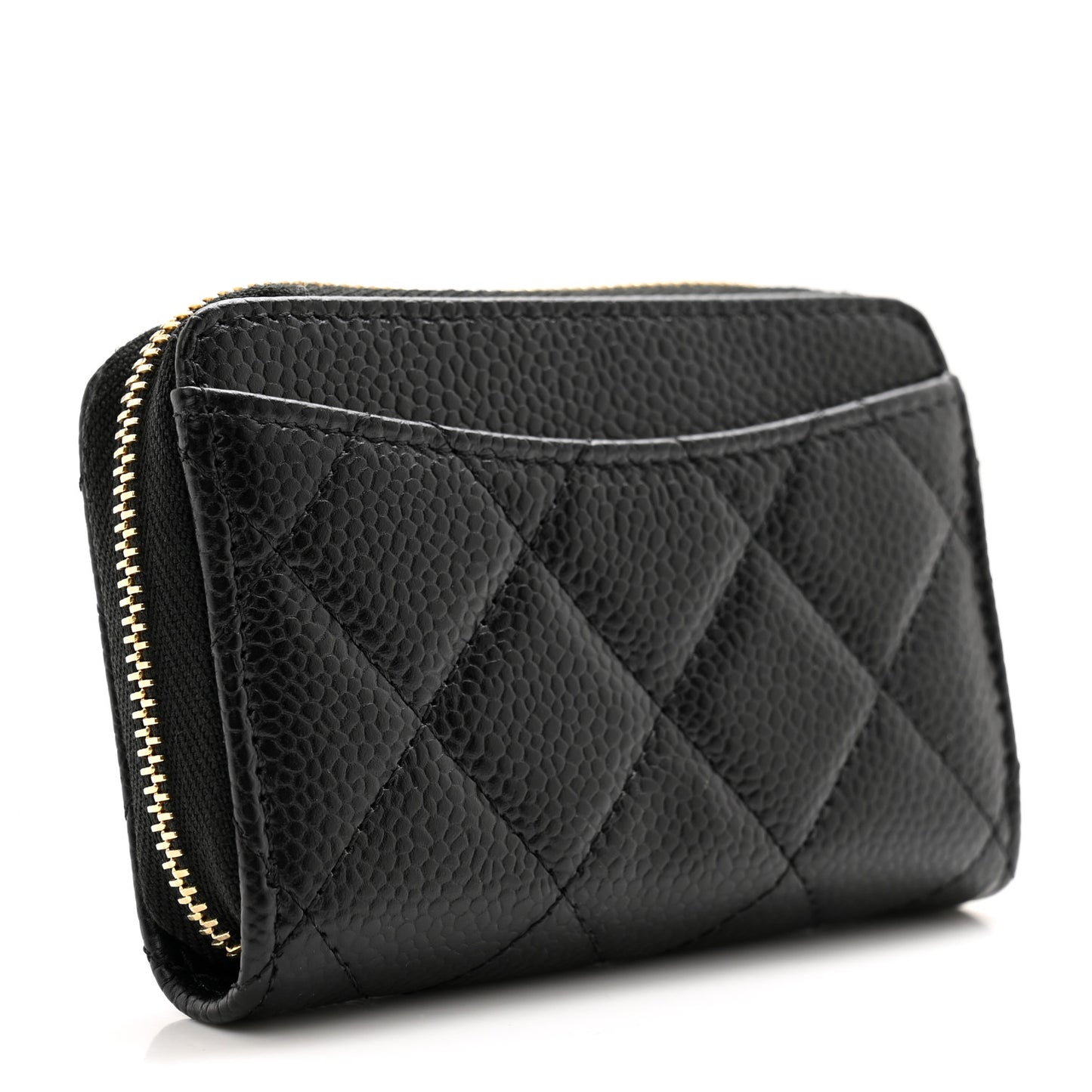 Caviar Quilted Zip Coin Purse Black