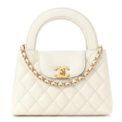 Chanel Shiny Aged Calfskin Quilted Nano Kelly Shopper White 1 of 10