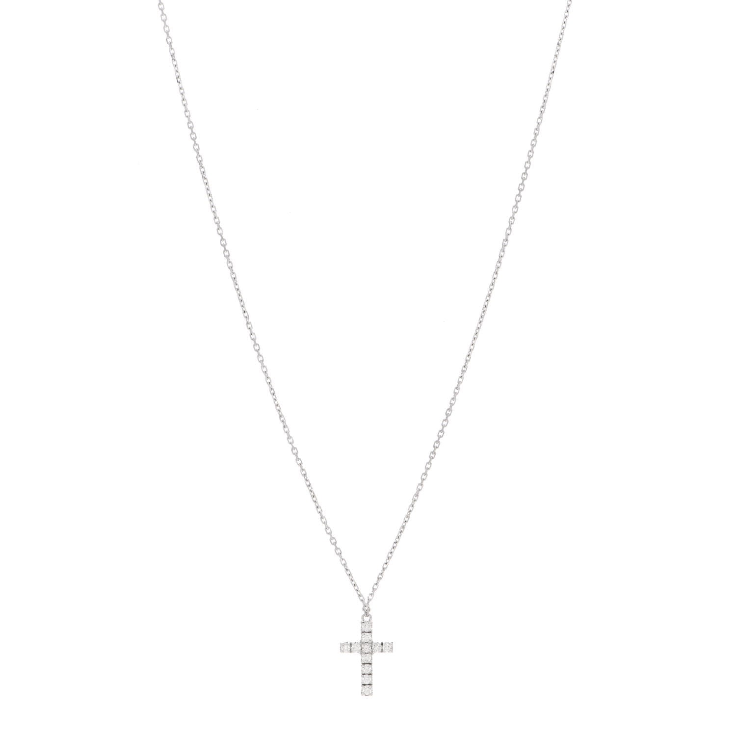 Cartier 18K White Gold Diamond Symbols Cross Pendant Necklace 1 of 4