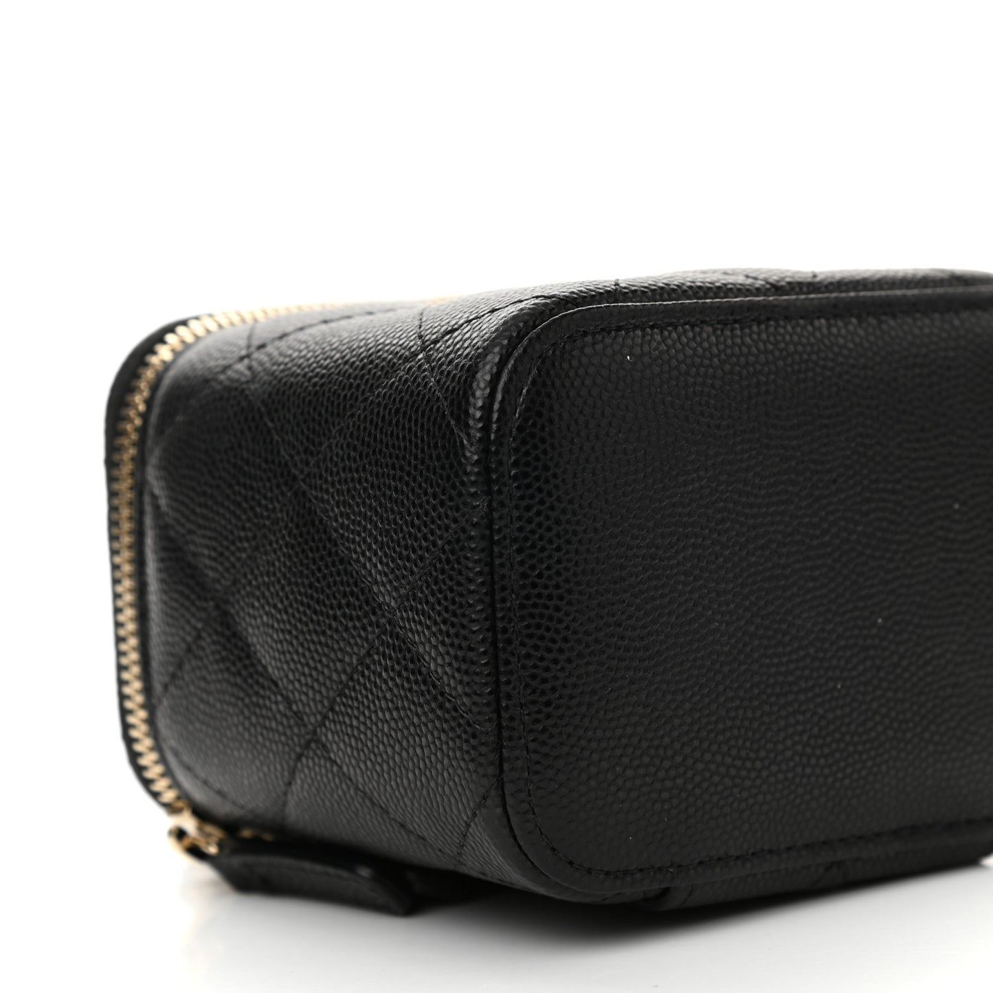 Caviar Quilted Mini Vanity Case With Chain Black