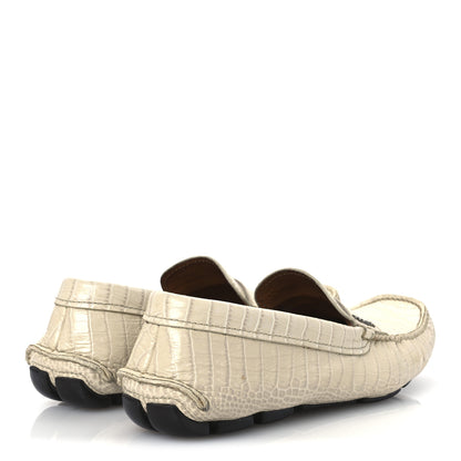 Prada Calfskin Crocodile Embossed Loafers Men's Driving Loafers 8 Cera 5 of 15