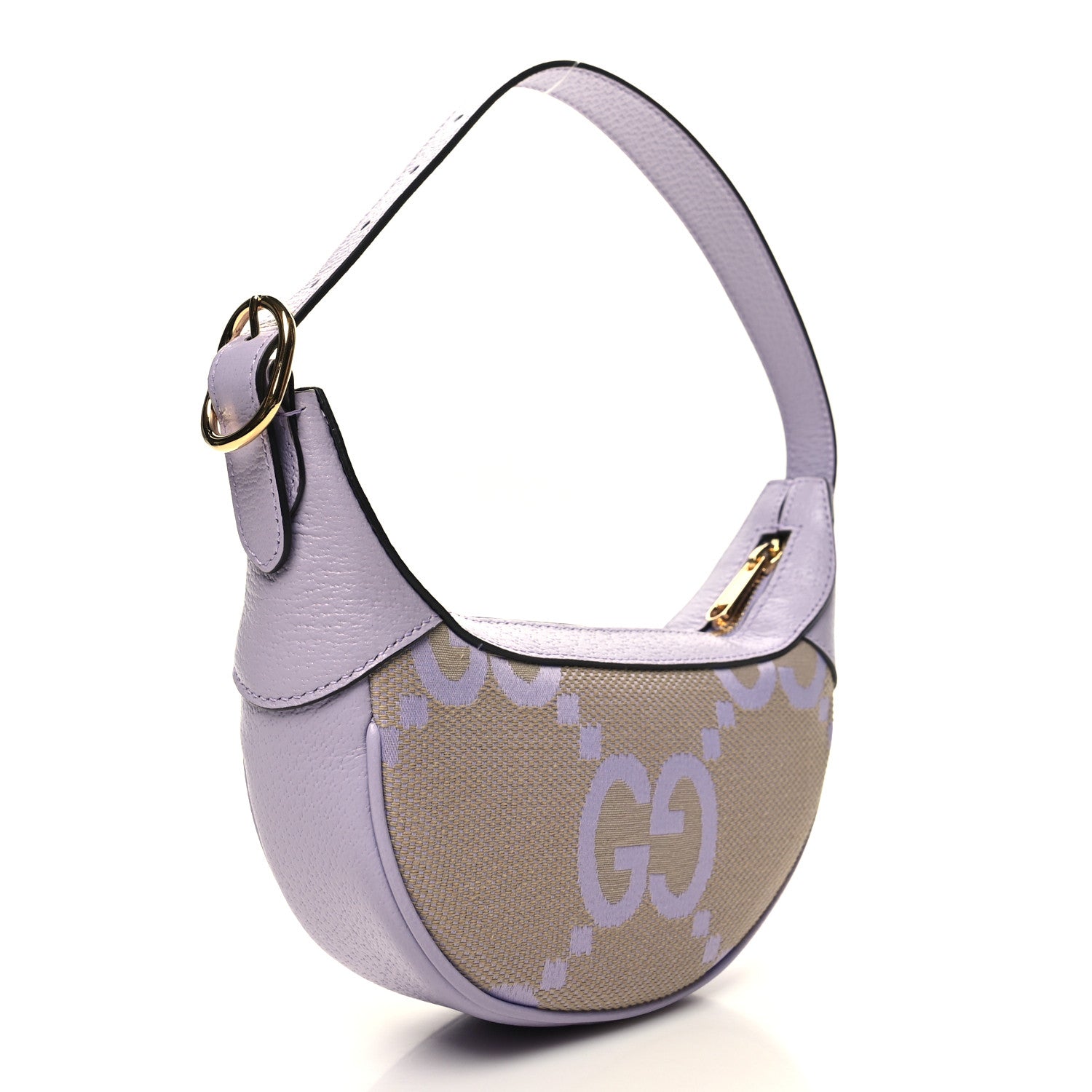Gucci Monogram Jumbo GG Textured Dollar Calfskin Mini Ophidia Half Moon Hobo Beige Lapis 3 of 10