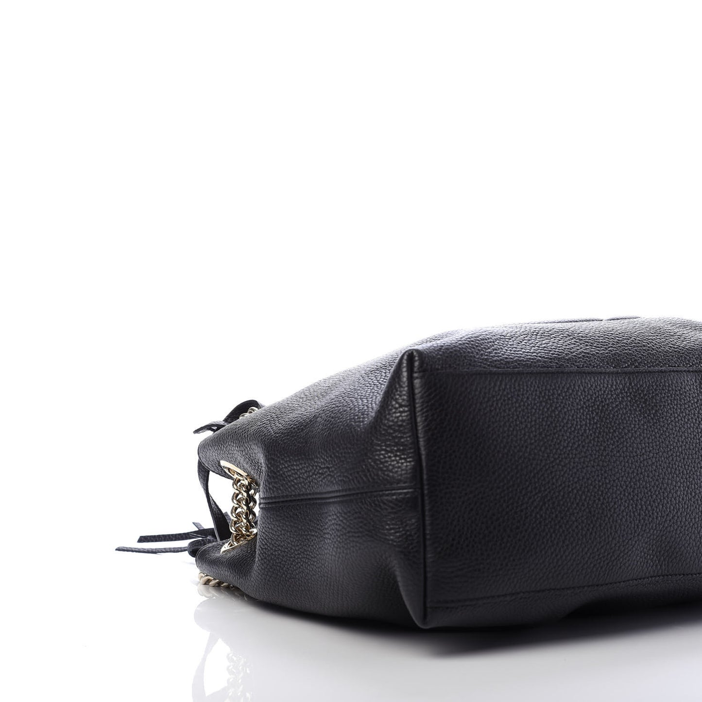 Pebbled Calfskin Medium Soho Chain Shoulder Bag Black