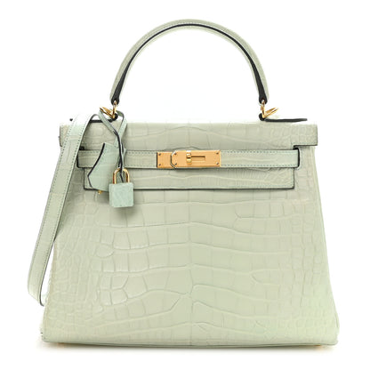 Hermes Matte Alligator Kelly Retourne 28 Vert D'eau 1 of 11