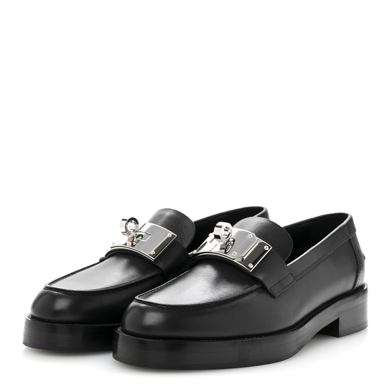 Hermes Calfskin Womens Hot Loafer 38 Black 4 of 12