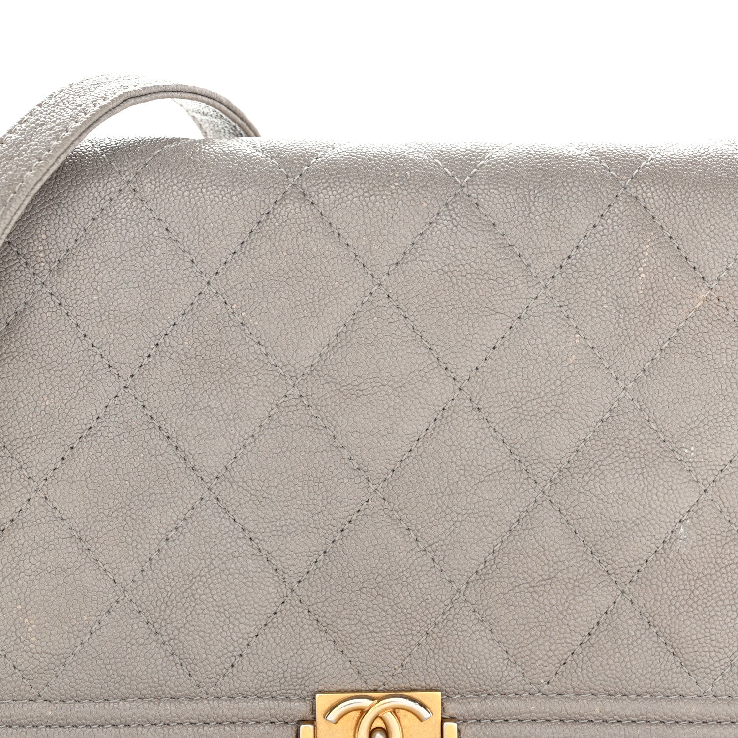 Chanel Caviar Quilted Boy Wallet On Chain WOC Grey 9 of 17