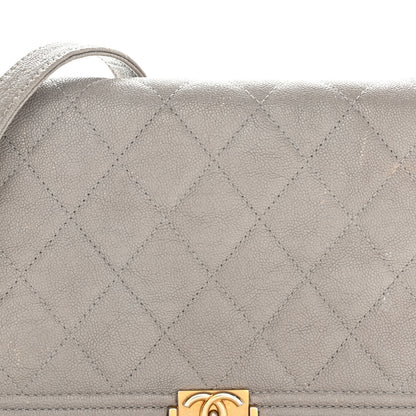 Chanel Caviar Quilted Boy Wallet On Chain WOC Grey 9 of 17