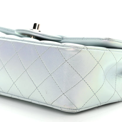 Chanel Iridescent Calfskin Quilted Mini Rectangular Flap Light Blue 10 of 14