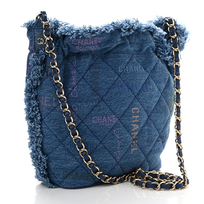 Chanel Denim Quilted Mood Bucket With Chain Blue Multicolor 3 of 10