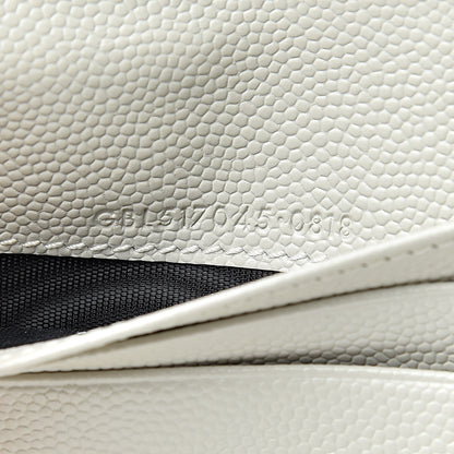 Saint Laurent Grain De Poudre Matelasse Chevron Monogram Zipped Card Case Crema Soft 7 of 11