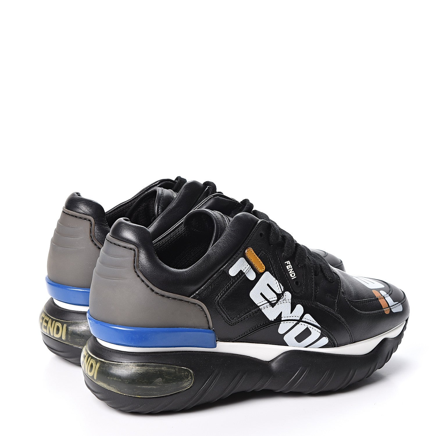 Fendi X FILA Vitello Mania Painted Womens Chunky Sneakers 37.5 Black Zucca Ice White 5 of 10