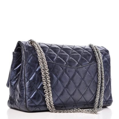Chanel Metallic Calfskin Quilted 2.55 Reissue 227 Flap Dark Navy Blue 3 of 23