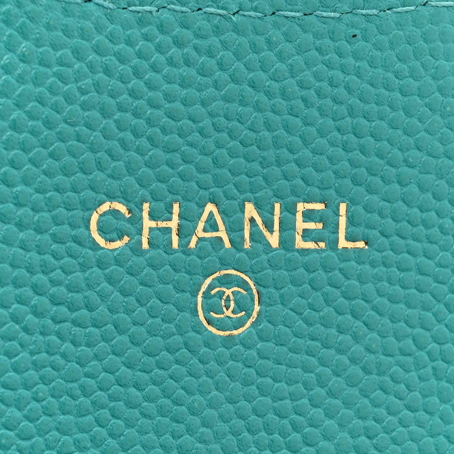 Caviar Quilted Large Gusset Flap Wallet Turquoise