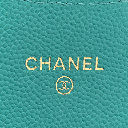 Chanel Caviar Quilted Large Gusset Flap Wallet Turquoise 10 of 21