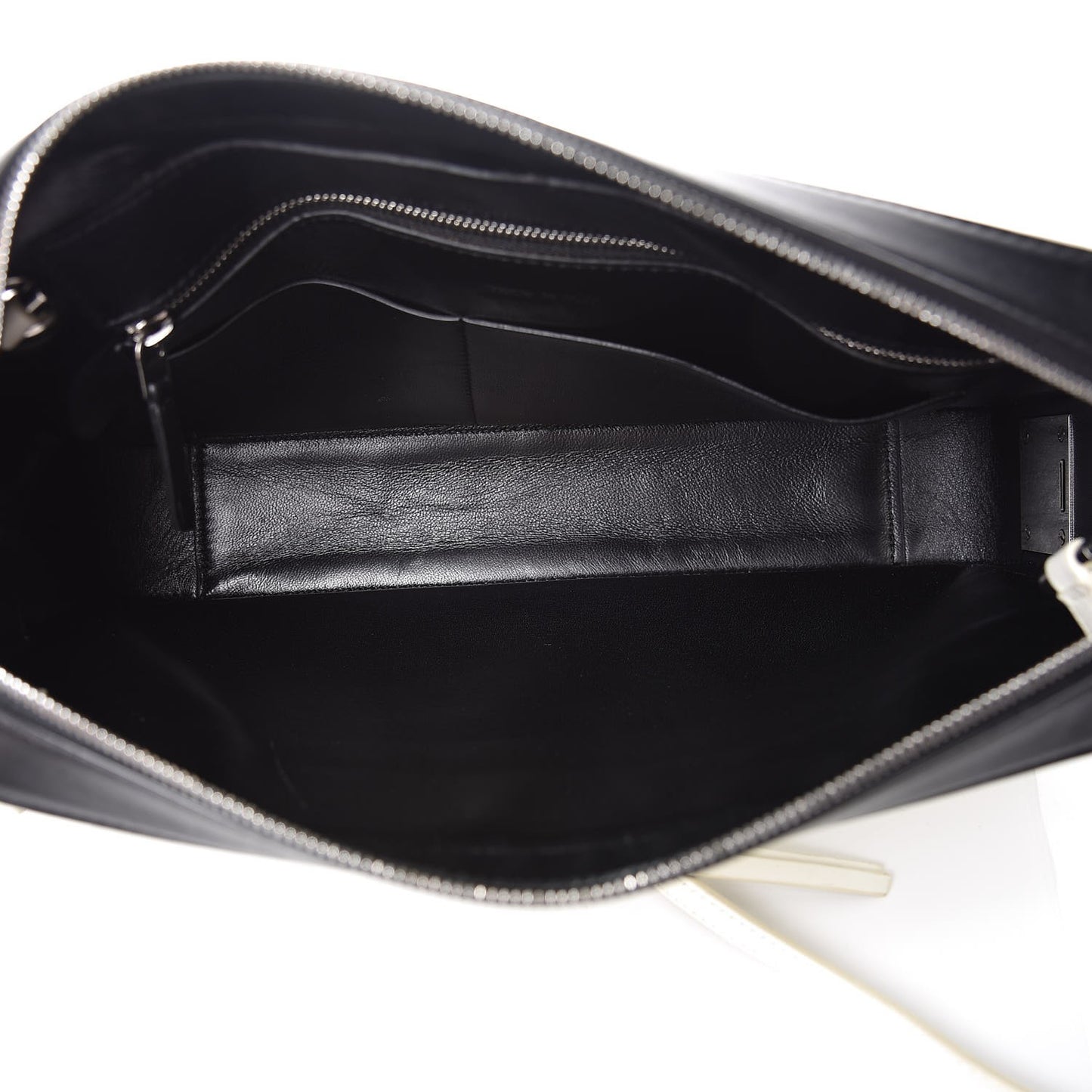 Nappa Calfskin Bi-Color Medium Side Lock Shoulder Bag White