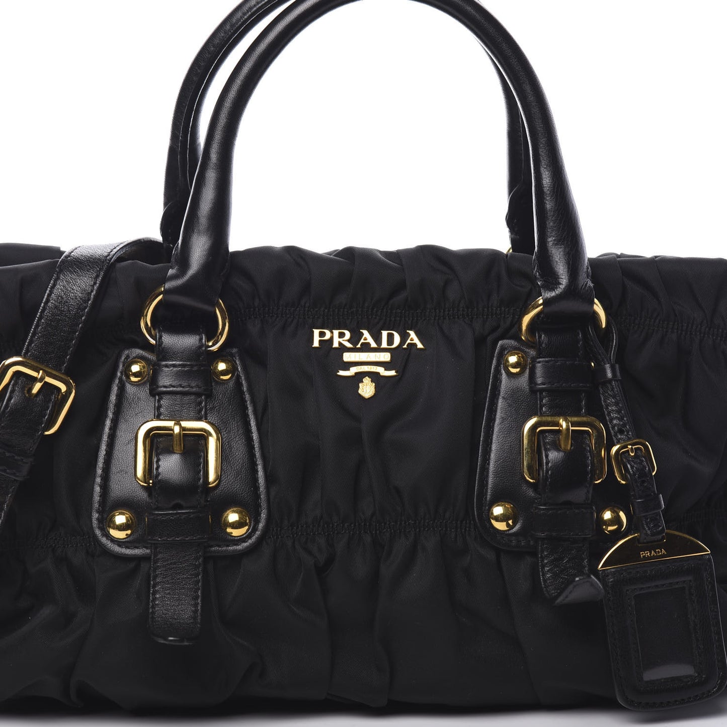 Tessuto Nylon Gaufre Shopping Satchel Black